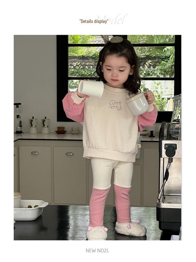 Комплект из двух предметов для девочек в корейском стиле: осенняя толстовка и леггинсы