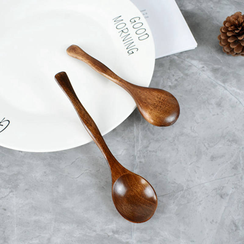 Деревянная ложка Нан ​​с ручкой из тыквы Ложка для специй Деревянная ложка для риса Ложка для супа Бытовая посуда из цельного дерева