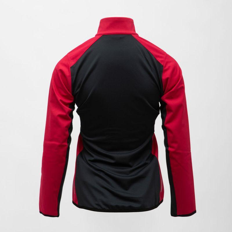 Women's ROSSIGNOL Two-tone Red Softshell Funnel Neck Jacket with Black Zip