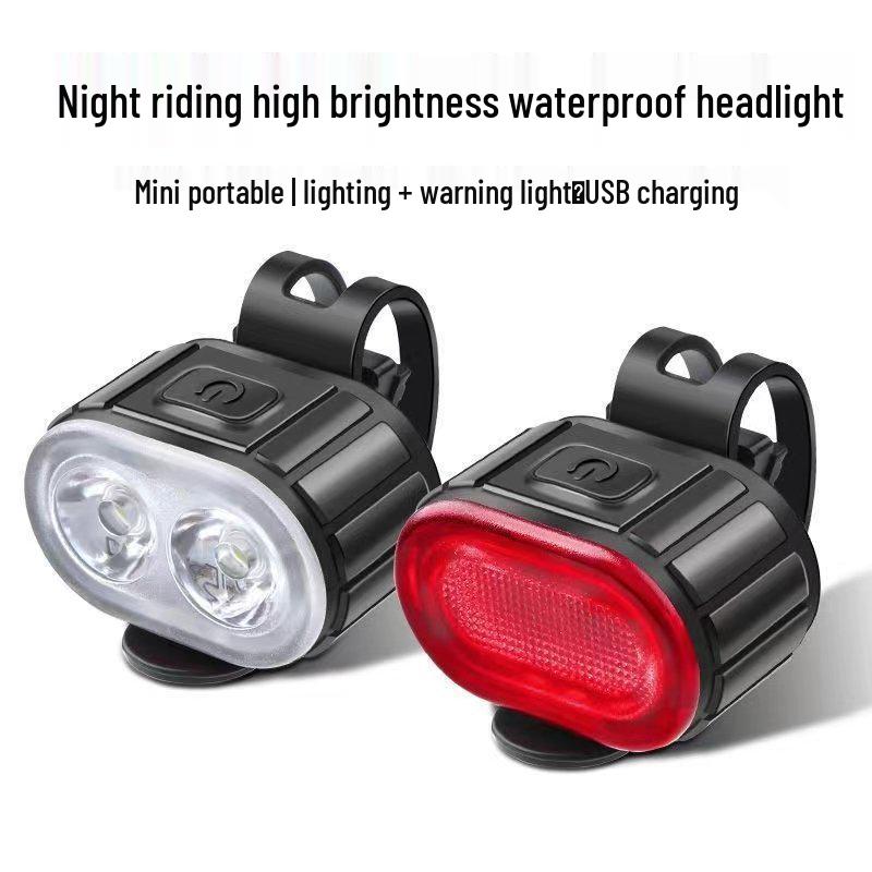 USB Rechargeable High Brightness Bicycle Front & Rear Lights for Night Riding