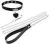 Sexy Necklace Collar Leather  Cosplay Heart Collars And Leash Set For Women Bondage Gothic Choker Accessories
