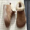 Меховые женские туфли на плоской подошве, зимние ботильоны, замшевые короткие плюшевые повседневные хлопковые туфли 2025 года, дизайнерские зимние прогулочные теплые зимние ботинки Mujer