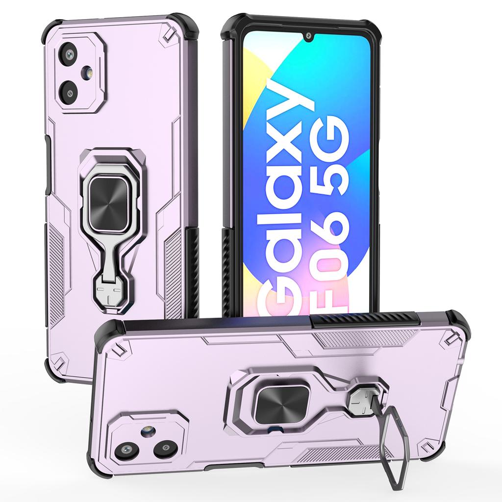For Samsung Galaxy F06 5G Case Rotatable Ring Kickstand PC+TPU Shockproof Phone Cover