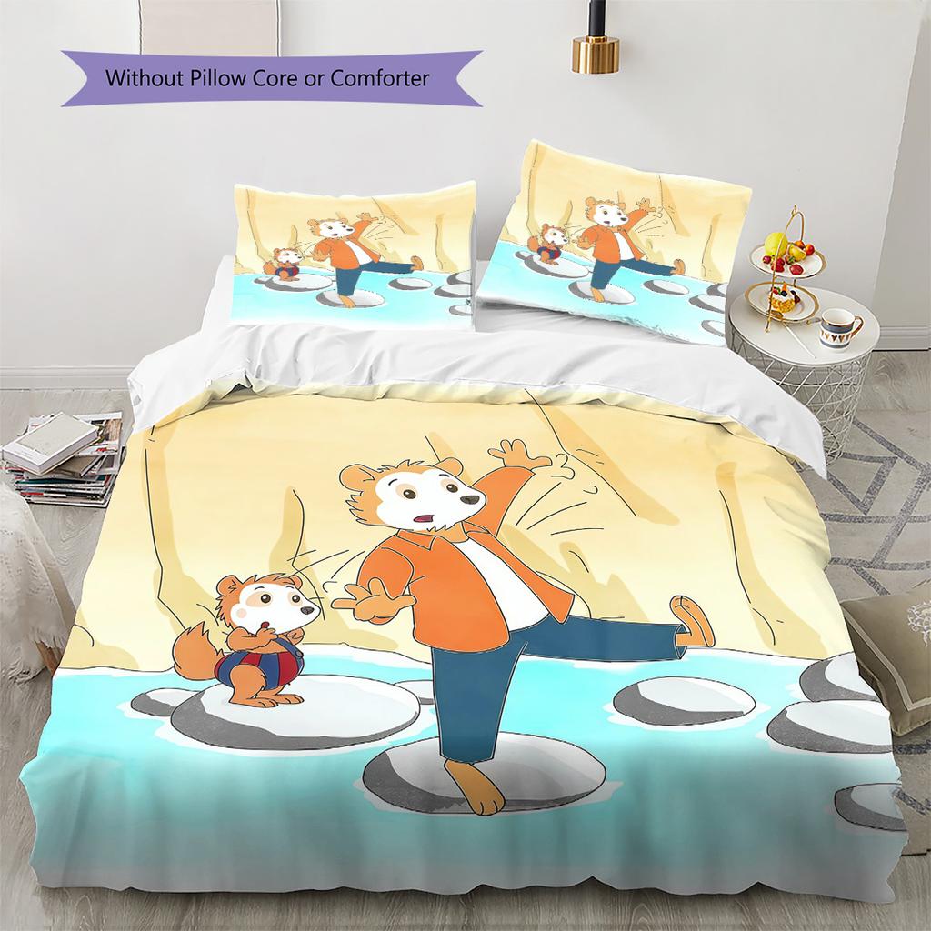 Bobo Siebenschläfer Pattern Bedding Quilt Set Home Decoration Gift (1 * duvet cover + 2 * pillowcase without core)