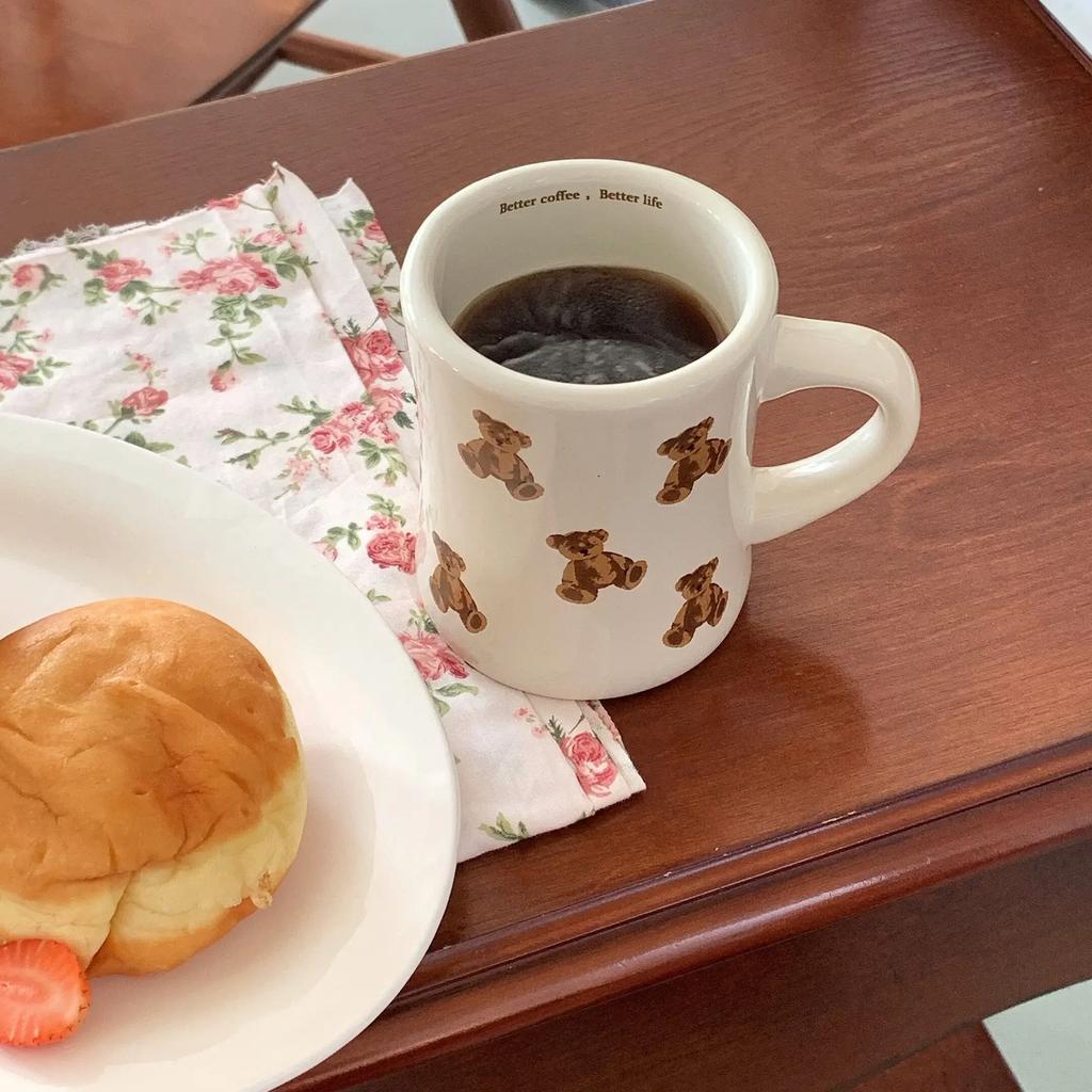 Cartoon Bear Ceramic Coffee Mug Chocolate Bear Mug Girl Retro Coffee Cup Afternoon Tea Cute Ceramic Mugs Cute Coffee Mug Cup
