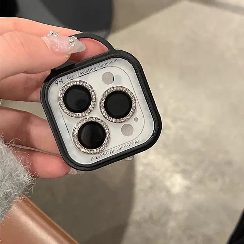 2-3Pcs For Iphone 14 15 16 17Pro Max 9D Rear Diamond Lens Protector For Iphone 16 Pro Max Camera Glass Ring Cover Case Film 4