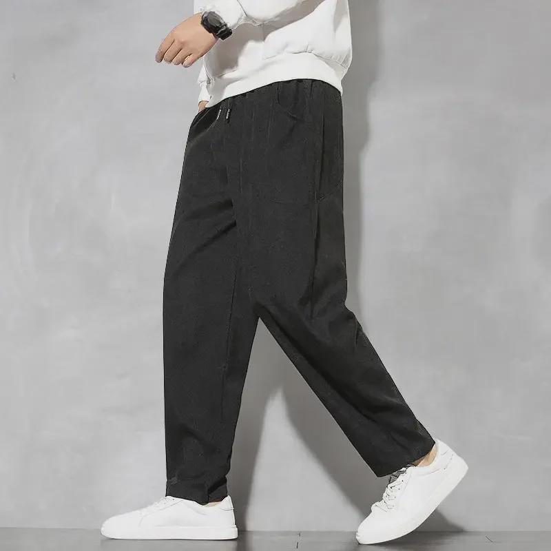 Men's Retro Corduroy Wide-Leg Trousers - Chinese Style, Straight, Casual, Loose Fit, Perfect for Spring and Autumn
