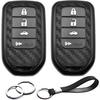 2pcs Compatible with Honda Accord Civic CR-V HR-V Pilot CR-Z Fit Ridgeline Crosstour Odyssey Insight Carbon Fiber Looks Key Fob Cover Case Key Chain