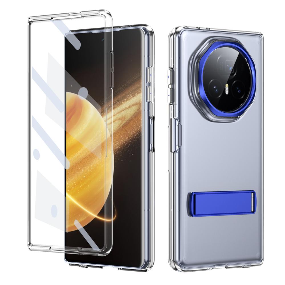 KEYSION Прозрачный чехол для Huawei HONOR Magic V3 Hard PC Metal Kickstand Противоударный чехол для телефона со стеклянным защитным экраном