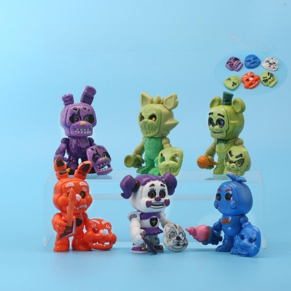 6 шт. Фигурки Fnaf Five Nights At Freddy'S с съемными масками Коллекционные игрушки Подарок на день рождения