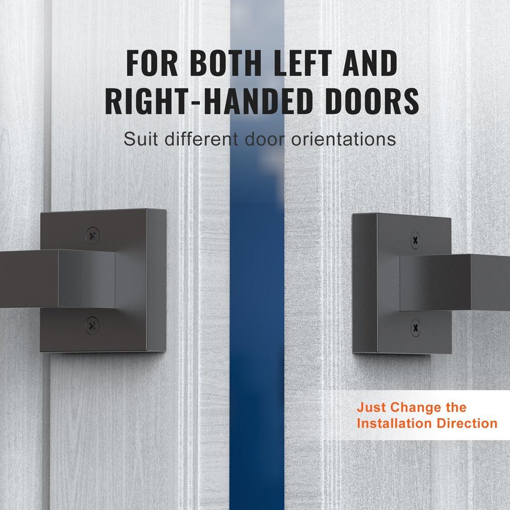 Dummy Door Lever, 2 PCS Non-Turning Single Side Push/Pull Handle, Contemporary Square Door Lever Set, Reversible for Right and Left Sided Doors,For