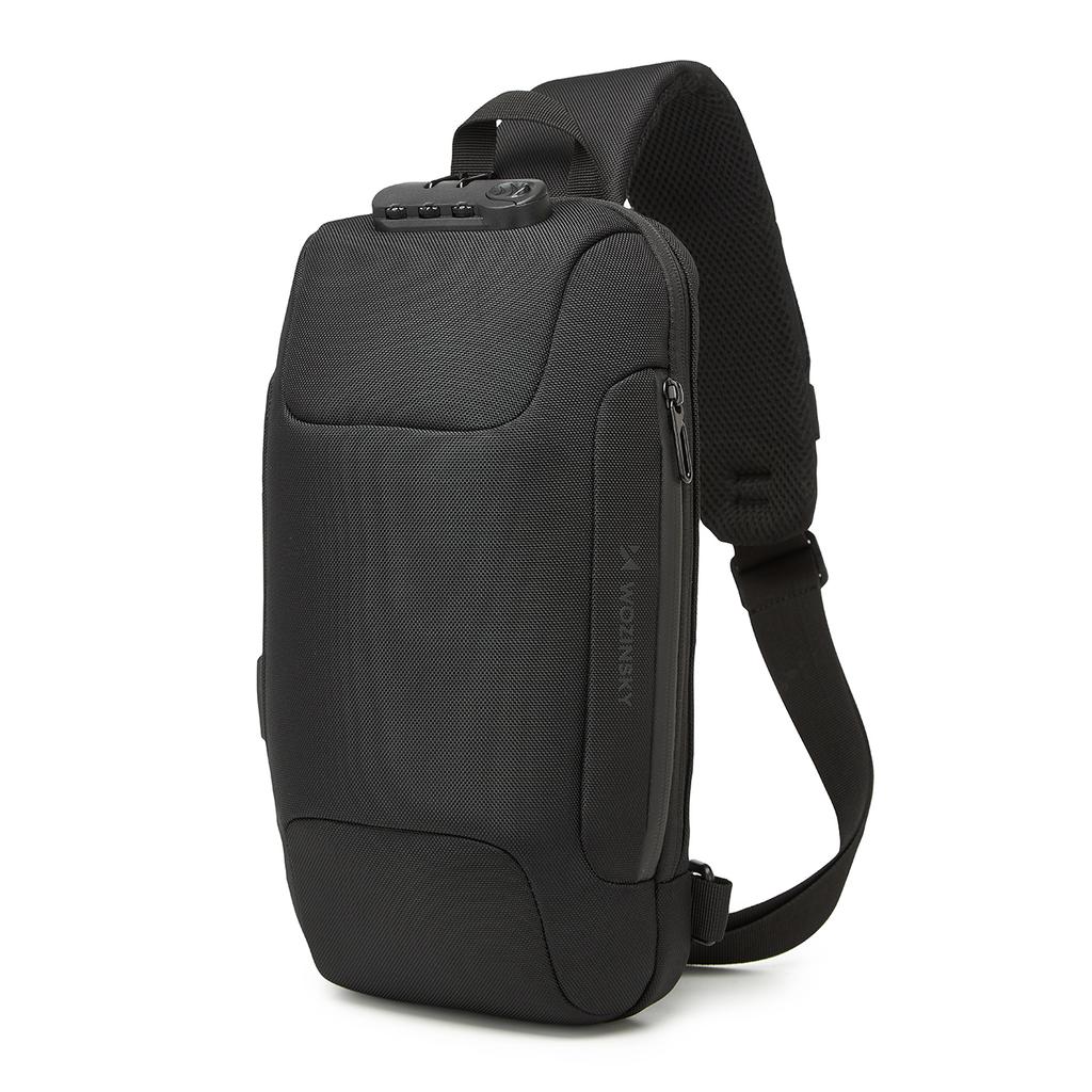 Premium Single Shoulder Anti-Theft Urban Backpack with Organizer and USB - Black