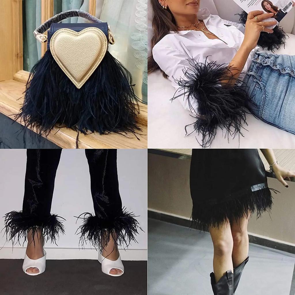 Feather1Meter High Quality Ostrich Feathers Ribbon Ostrich Feather Trim High 8-10cm DIY Crafts Wedding Clothing Accessories Decoration