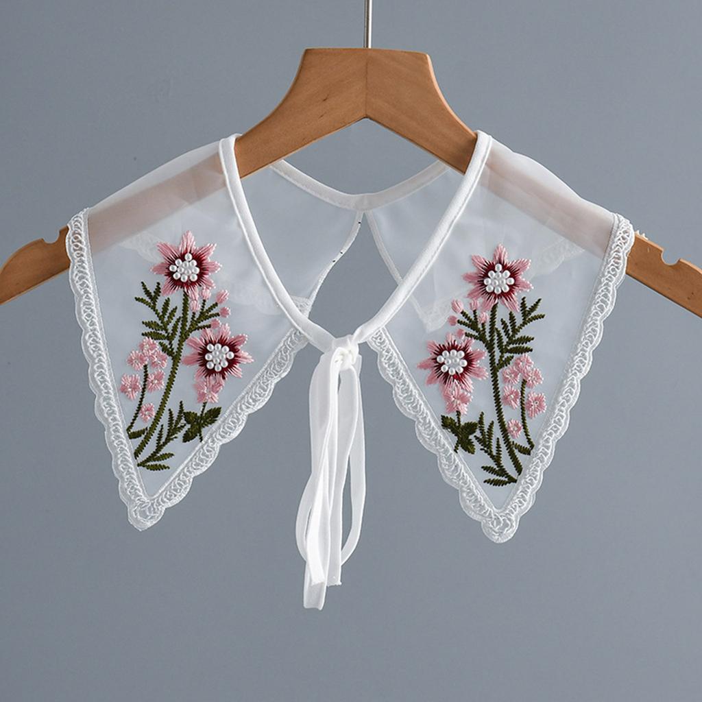 Women False Collar Embroidery Blouse Top Collar Elegant Fake Collar Shawl Wrap Universal Party Dress Clothes Accessories