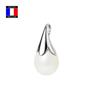Compagnie Générale Des Perles - Flower Pendant - Genuine Pear Cultured Pearl 9-10 Mm - 18 Carat White Gold - Women's Jewelry