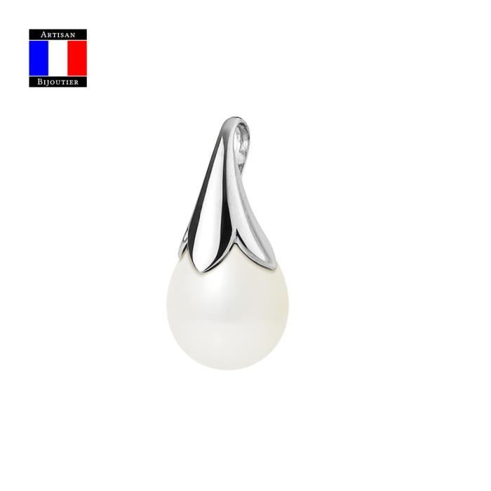 Compagnie Générale des Perles - Подвеска-цветок - Натуральный культивированный жемчуг грушевидной формы 9-10 мм - Белое золото 18 карат - Женские украшения
