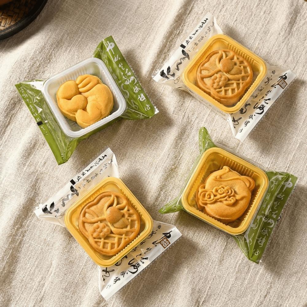 100PCS Transparent Mooncake Wrapping Bag Flat Plastic Bag Cookie Packaging Bag Egg Yolk Crisp
