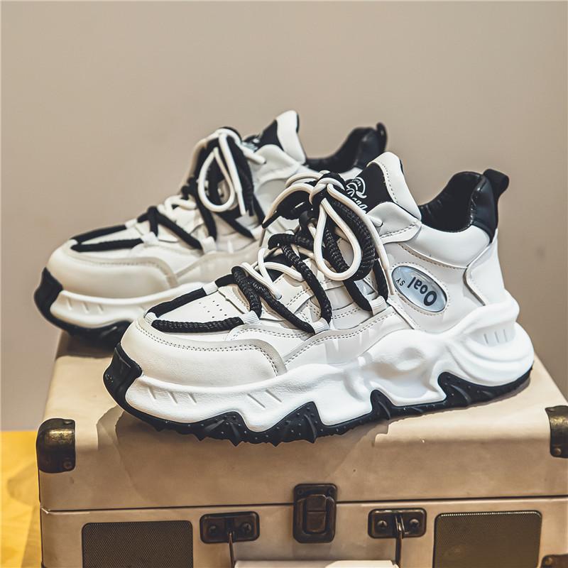 Модные массивные кроссовки для мужчин, мягкая подошва, кроссовки, модная повседневная кожаная обувь с цветным блоком, дышащая обувь на увеличенной платформе