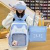 Three-Piece Backpack Set Student School Bag Cartoon Cat Campus Backpack Travel Backpack
