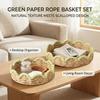 Green Paper Rope Storage Basket With Lace Design For Desk Organization