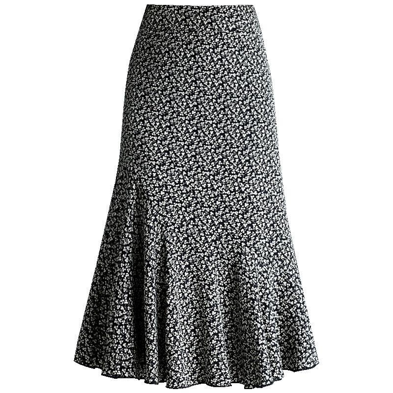 Элегантная юбка «рыбий хвост», женская тонкая летняя нижняя часть, тонкие шифоновые юбки для мам, эластичная длинная талия с высокой талией