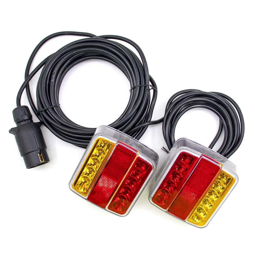 1 Set Rear Towing Tail Light 12V 10m 18 LED Trailer 7 Pin Universal Brake Stop Lamp License Number Plate Reflector Waterproof