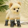 4PCS Plush Dog Snow Boots Rubber Soles Waterproof Dog Boots Winter Pet Dog Shoes Winter Season