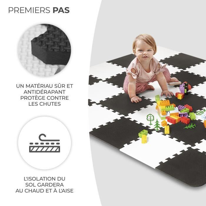 Tapis En Mousse 1er Âge Kinderkraft LUNO - Puzzle Bébé - Noir Et Blanc