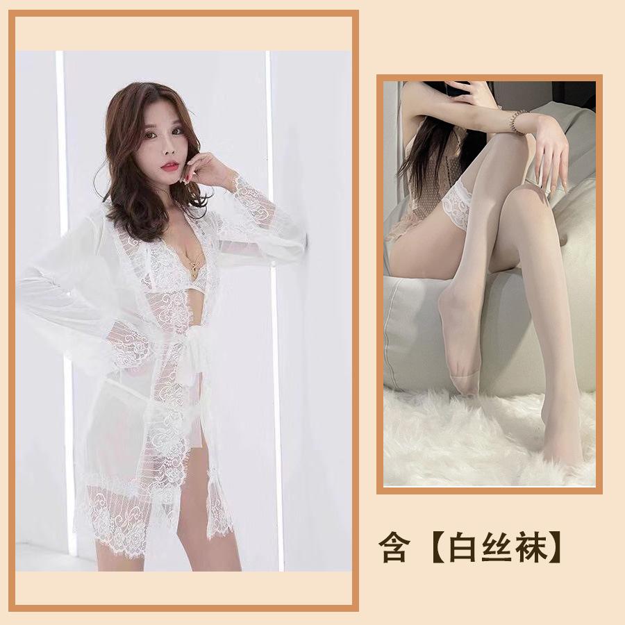Сексуальное нижнее белье Сексуальное женское сетчатое кружево, юбка Перспективная пижама Женское открытое пальто с тремя точками Костюм