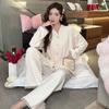 New Pajamas for Women, Island Velvet Thickened Black Jacket, Korean Style Home Wear Set Pajamas