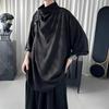 Мужская свободная рубашка с воротником-хомутом и рукавами летучая мышь