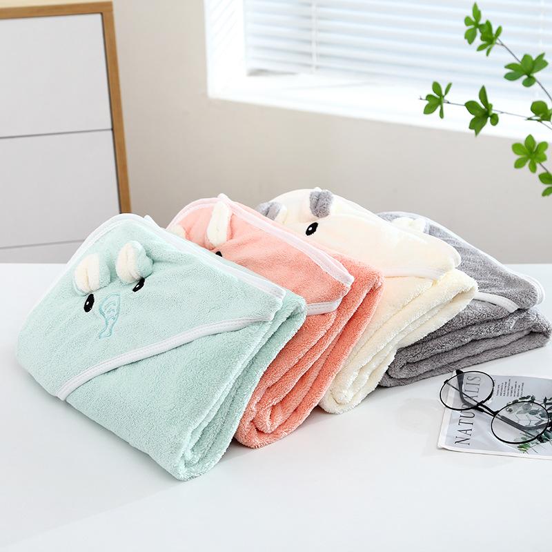 Cartoon Hooded Baby Towel Ultra Soft Baby Bath Towel with Cute Hood for Babies Toddlers Kids 105*105cm/ 41*41in