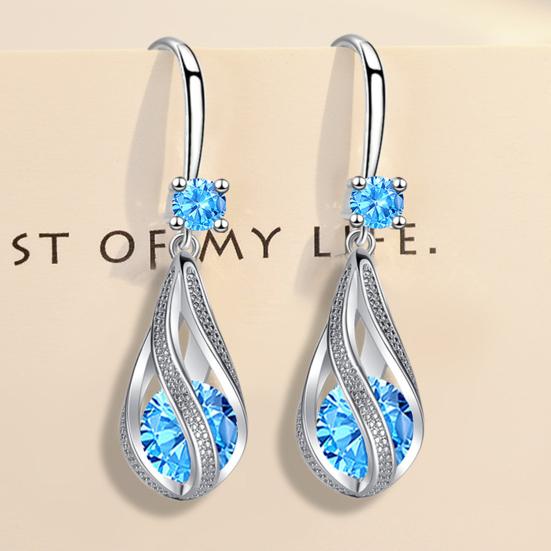 Silver Teardrop Earrings for Women Cubic Zirconia Drop Dangle Earrings Wedding Jewelry Accessory for Brides