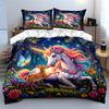 Enchanted unicorn and fawn in forest Pattern Duvet Cover Set Digital Print Colorful Polyester Bedding with Zipper Closur gifts