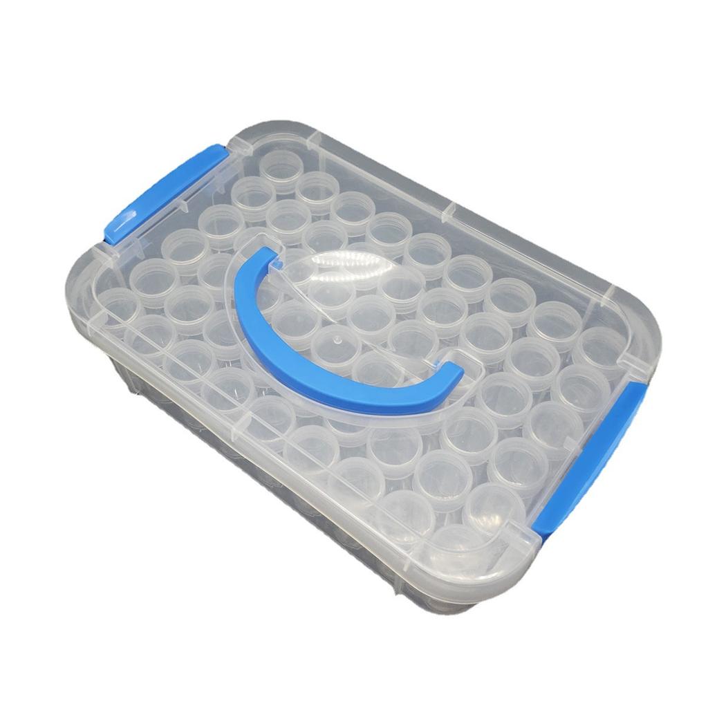 New 48 grid plastic round bottle diamond jewelry storage sub-bottling rice bead box 15 ml portable plastic small bottle Blue mouth box 48 round bottl