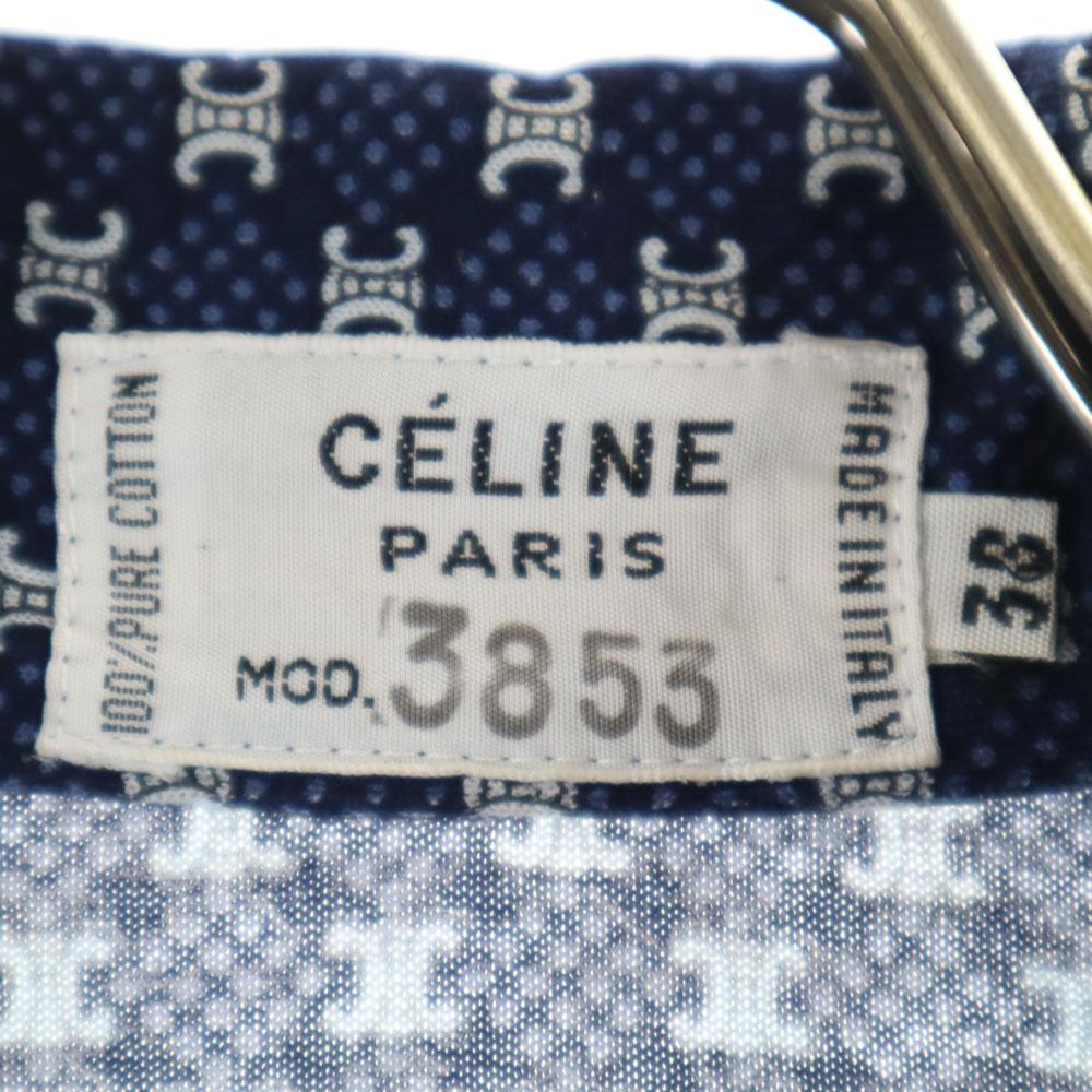 Celine 90-е годы Сделано в Италии Старая рубашка с рукавом 7/8 JCC с узором Macadam Женская Подержанная