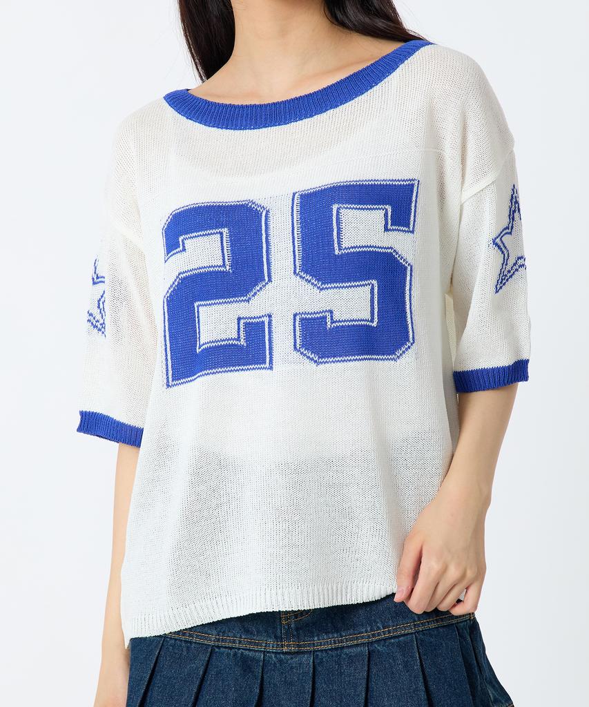 ANDTHEOTHER Oversized Round Neck Short Sleeve Knit Blue