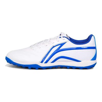 Футбольные бутсы Li Ning с искусственным покрытием, амортизирующие, нескользящие, прочные, мужские, белые, синие ASTT015-2