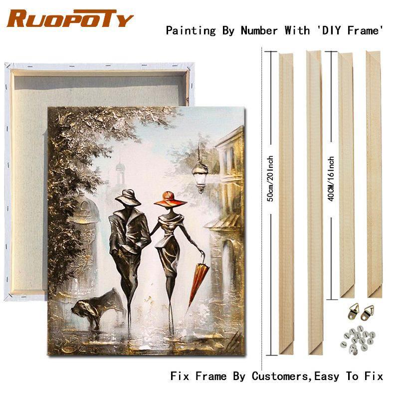 RUOPOTY Рамка «сделай сам», краска по номерам, любовник, рисунок на холсте, картина маслом по номерам, наборы фигурок, ручная роспись, уникальные подарки