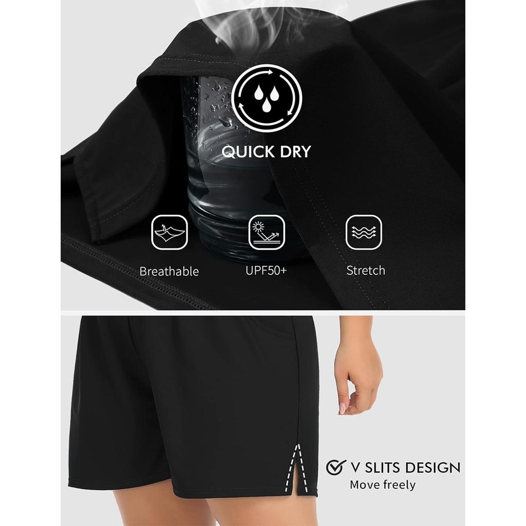 CHARMLEAKS Плюс размер шорты для плавания для женщин шорты с высокой талией танкини купальник снизу с карманами