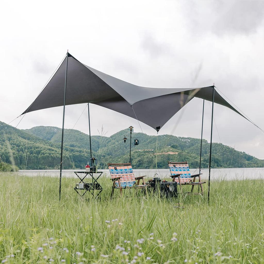 Thous Winds Sun Awning Hexagonal Perfect for Solo Lightweight and 2000mm Water Light Heat Includes Wind and Storage Bag Tarp, Shelter, Shade, Tarp,