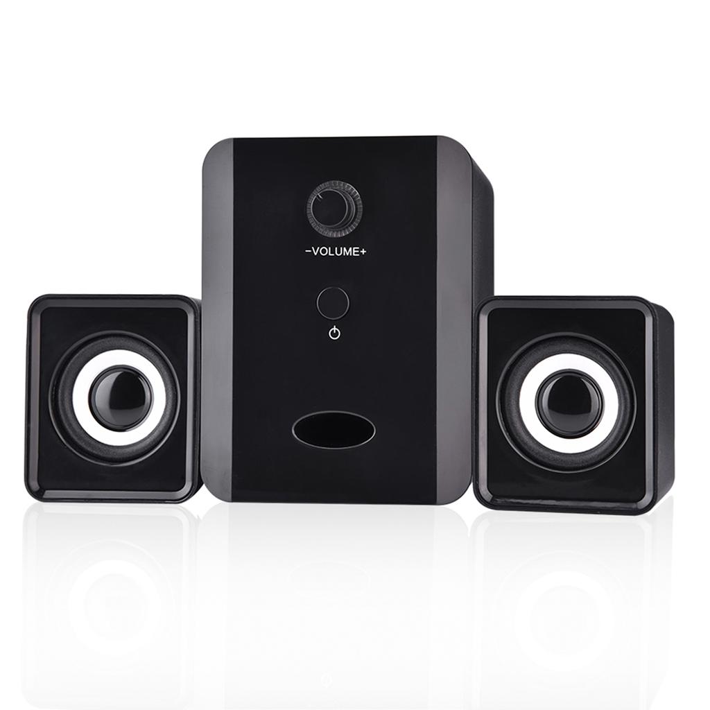Mini USB Wired Combination Speaker Bass Stereo Music Player Subwoofer for Phone Laptop Black
