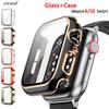 Glass+Cover For Apple watch series 8 7 3 4 5 6 SE 45mm 41mm Tempered Glass Screen Protector Apple Watch case 44mm 40mm 42mm 38mm