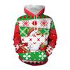 Men Merry Christmas Hoodie Kids Cartoon Santa Claus Print Pullover Adult Casual Stylish Hooded Clothing Boys Girls Coat with Hat