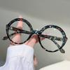 Chinese Style Retro Floral Print Anti Blue Light Eyeglasses Men Women Fashion Large Round Frame Leopard Eyeglasses