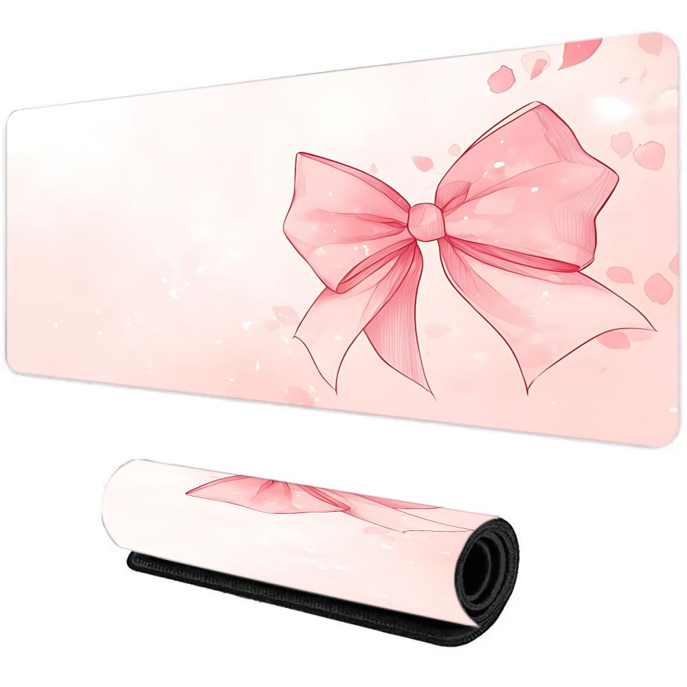 Pink Bow Aesthetic Mouse Pad Large Computer Office Game Table Mat Rubber Anti-slip Stitched Keyboard Mats 90x40 XXL Desk Pads