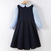 DiiFoky Long Sleeve Dress with Layered Look and Round Perfect for School Entrance and Everyday Wear Size Kids' Collar, Recitals, Ceremonies, (Navy,