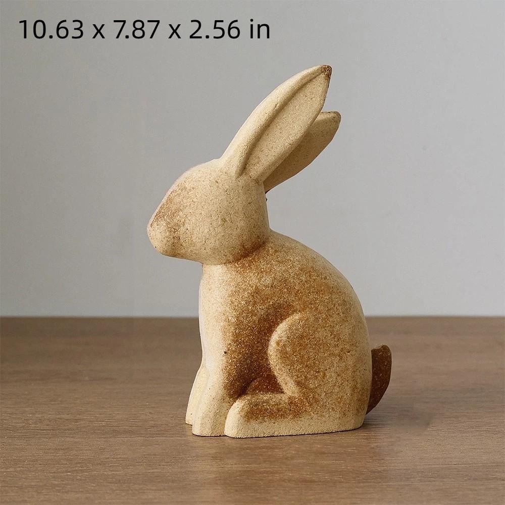 Hand-painted Wooden Bunny Statue Rooster Painting Rabbit Figure  Home Decoration