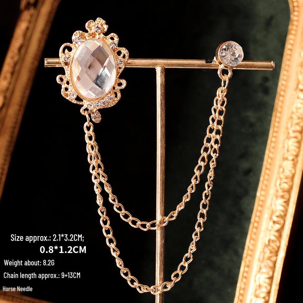 Baroque Rhinestone Pearl Corsage Necklace Brooch - Retro British Court Suit Accessory