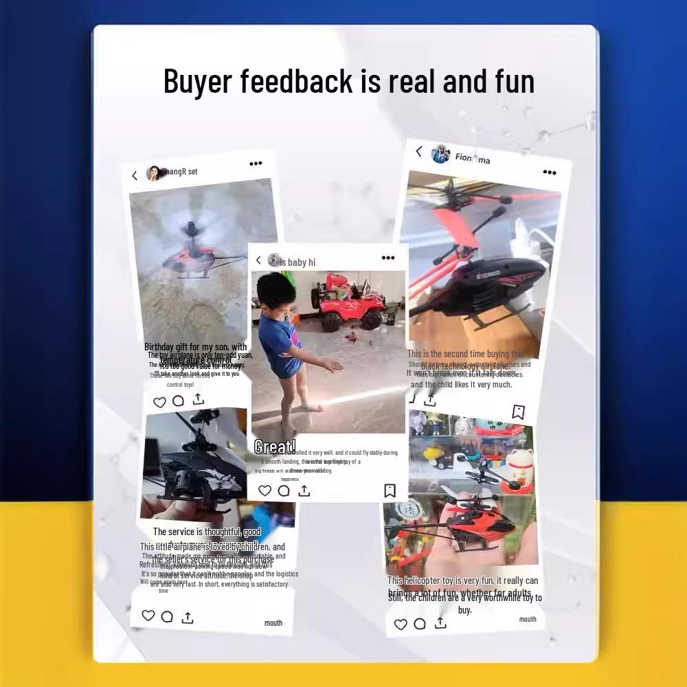 Перезаряжаемый Индукционный Вертолет на Радиоуправлении с Подсветкой - Ударопрочный Летающий Аппарат с Функцией Зависания